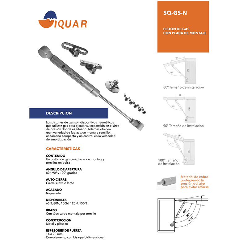 Pistón de Gas 60N con Placa de Montaje - Imagen 7
