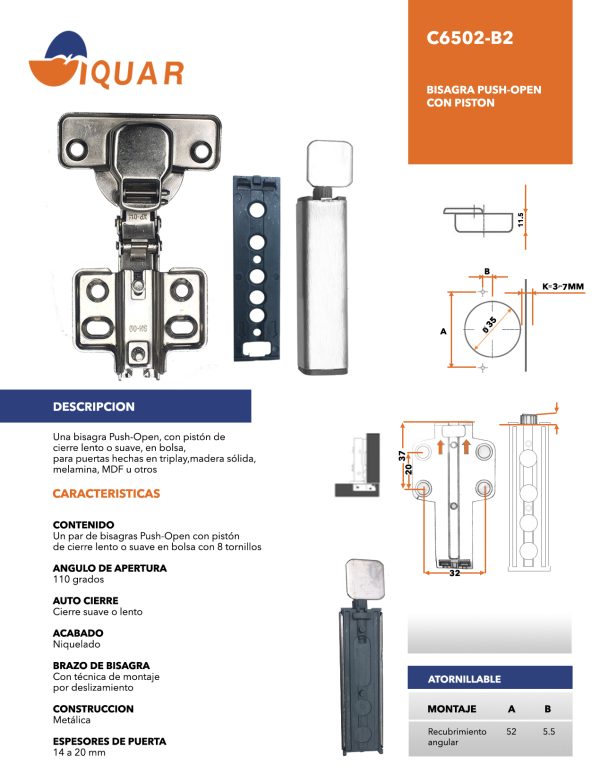 Bisagra Push Open con Pistón. - Imagen 10